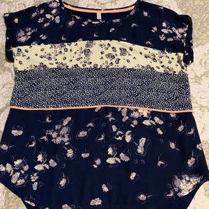 Sheer and cotton, navy blue top